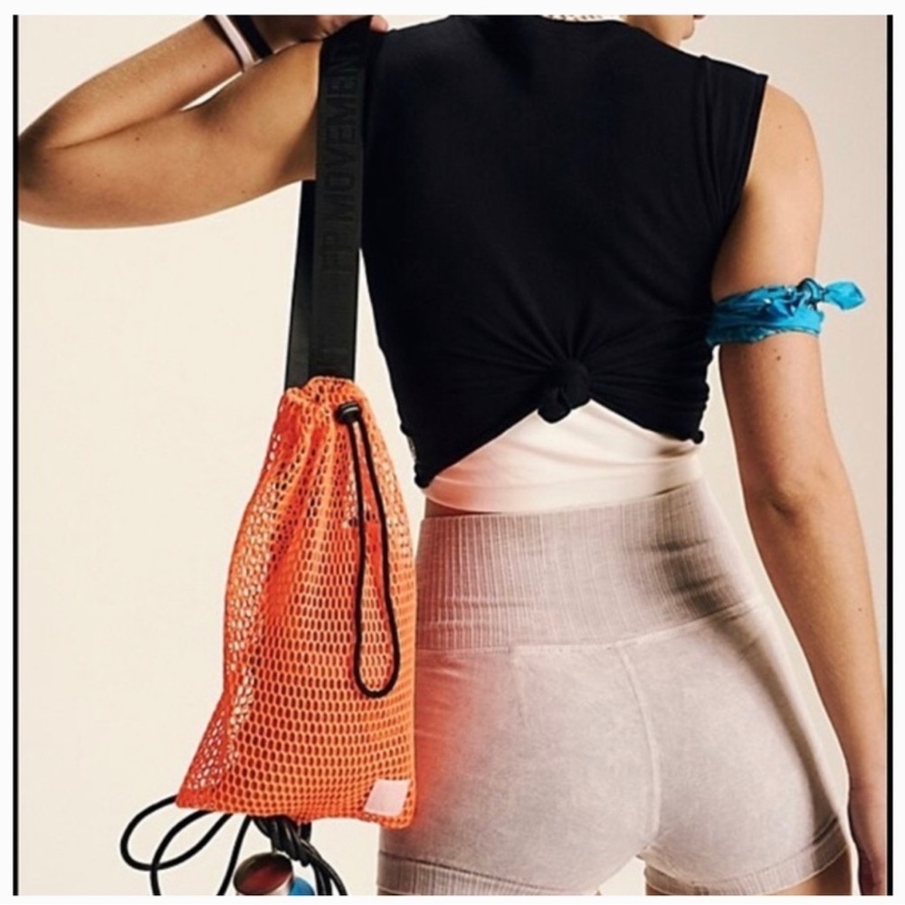 NWOT free people mini mesh sling bag orange